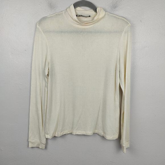 Reformation Mock Neck Top Womens Small Cream‎ Sweater Pullover Surplus Fabric - Picture 1 of 9